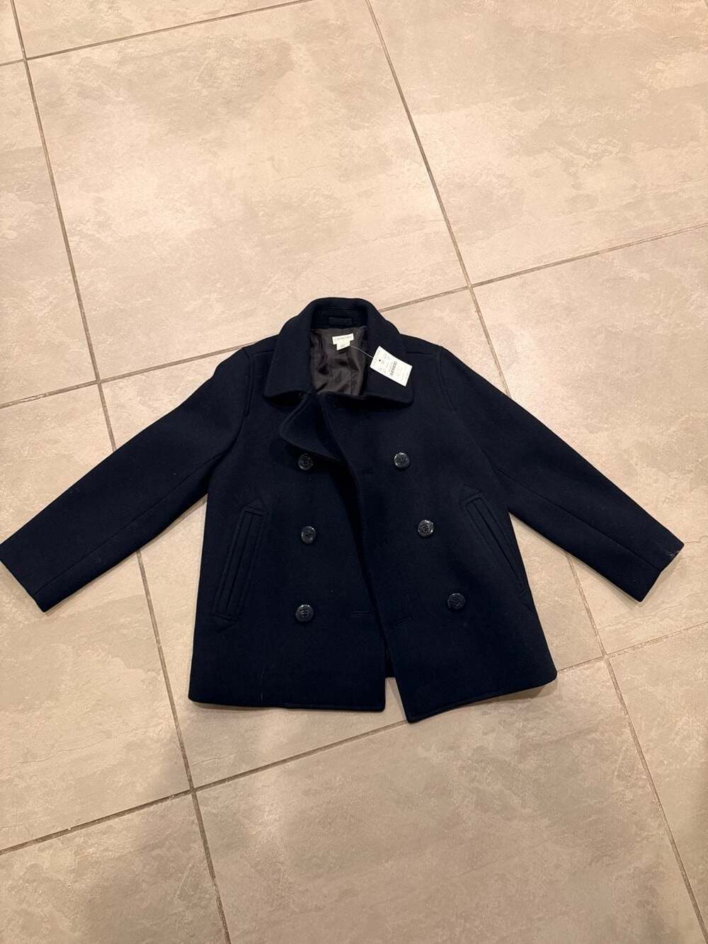 Crewcuts J.Crew Navy Wool Blend Pea Coat Size 6-7
